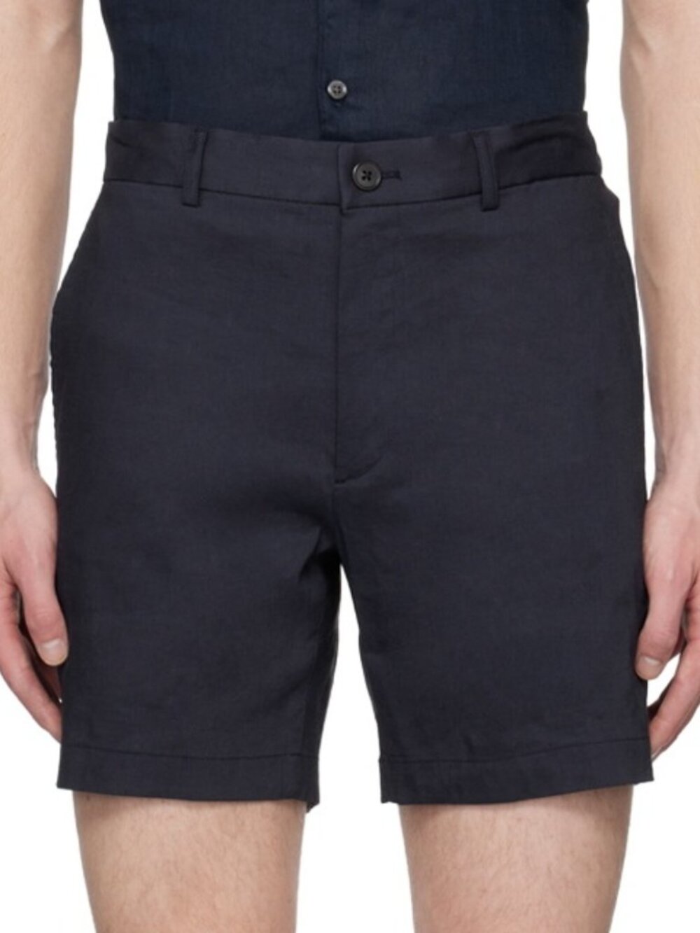 Theory Curtis Navy Linen-Blend Chino Shorts Size 32